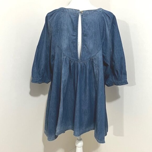 Free People Memories of You Chambray Tunic Top Indigo Boho Size XS - Picture 6 of 9